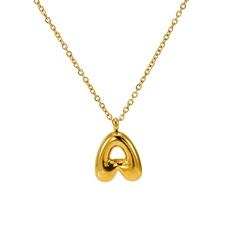 Gold color / 1 Piece Simple Series Daily Letter A Titanium Steel  Gold Color Unisex Pendant Necklaces 